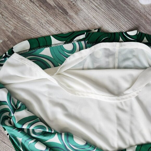 Anne Klein Green Black Circle Abstract Print Midi Keyhole Dress 3/4 Sleeve Sz 6 - Picture 14 of 14